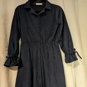 NWT Majestic Legon Japanese navy suede onepiece dress 3/4 sleeve